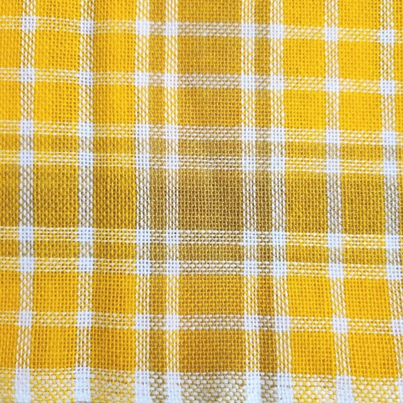 Vintage Dralon Card Table Cloth Cover  Synthetic Plaid Mustard Yellow Tablecloth - Picture 6 of 7
